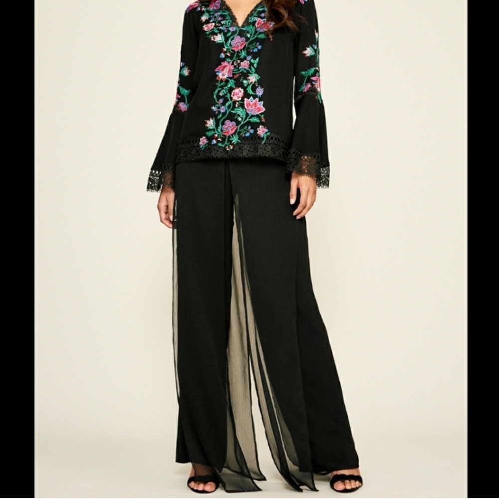 Tadashi Seaton Chiffon Panel Pant, Size 4 - Picture 5 of 14